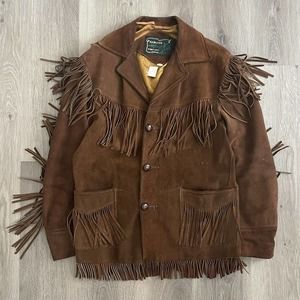 Vintage 70s Schott Bros. Western Fringe Suede Rancher Jacket Size 42